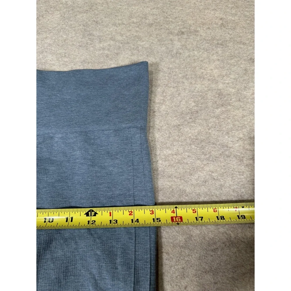 Lululemon Leggings Womens 8 Blue Capri High Rise Ruched Textured Yoga Athletic - Picture 10 of 15